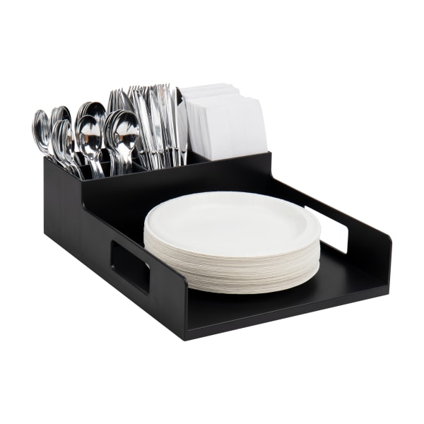 Mind Reader Utensil Napkin & Plate Holder, 4-1/2inH x 15-1/4inW  x 11-1/4inD, Black