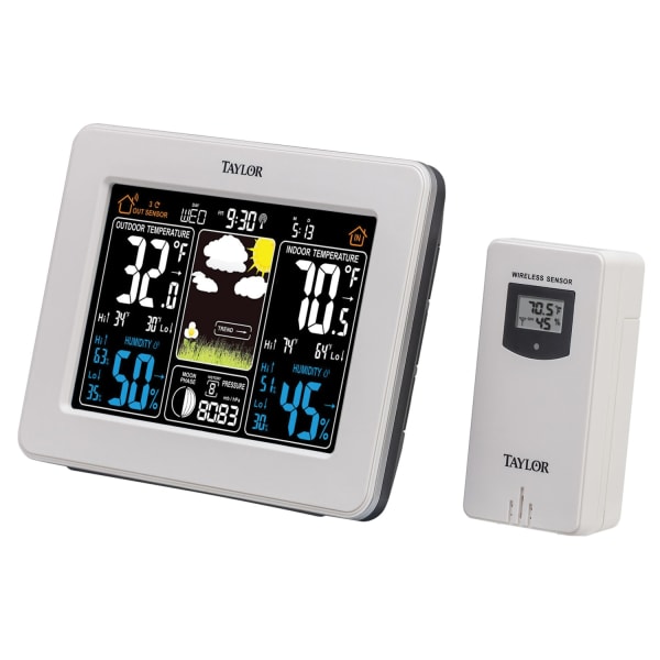 Taylor Precision Products Digital Deluxe Color Weather Forecaster, White, 1736