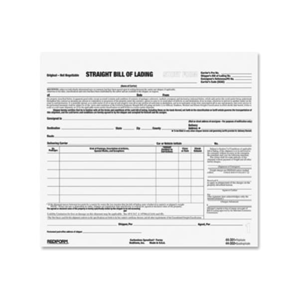 Rediform Snap-A-Way Bill of Lading Forms - 3 Part - Carbonless Copy - 8.50in x 7in Sheet Size - 2 x Holes - White Sheet(s) - Black Print Color - 250 / Pack
