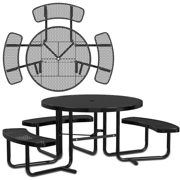 Leisure Craft Round ADA Outdoor Picnic Table, 29-1/4inH x 63-1/2inW x 81inD, Black