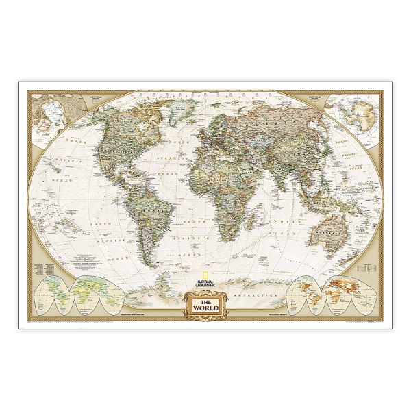 National Geographic World Executive Map, Laminated, 46in x 30.5in