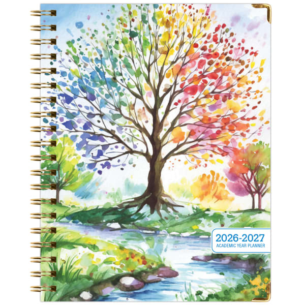 2026-2027 Excello Brands 14-Month Academic Year Hardcover Weekly/Monthly Fashion Planner, 8-1/2in x 11in, Tree Seasons, May To June, Total Qty 1