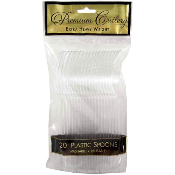 JAM PAPER Premium Utensils Party Pack, Plastic Spoons, Clear, 20 Disposable Spoons/Box
