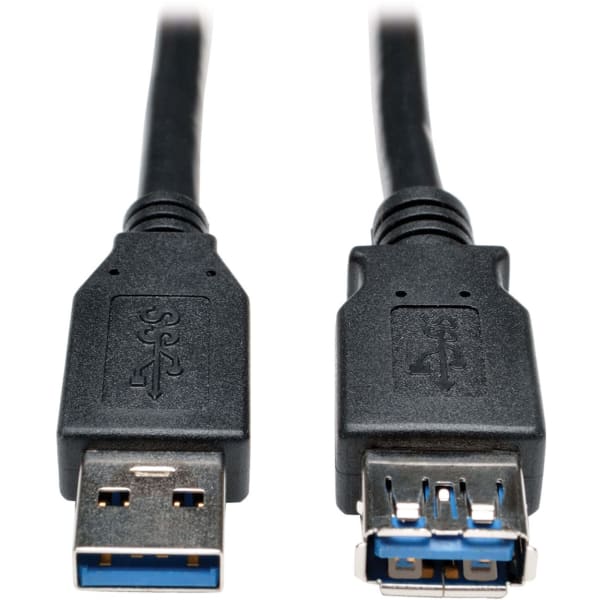 Tripp Lite USB 3.0 SuperSpeed Extension Cable - USB-A to USB-A, M/F, Black, 3 ft. (0.9 m) - First End: 1 x USB Type A Male USB - Second End: 1 x USB Type A Female USB - 5 Gbit/s - Extension Cable - Nickel Plated Connector - 28/24 AWG - Black