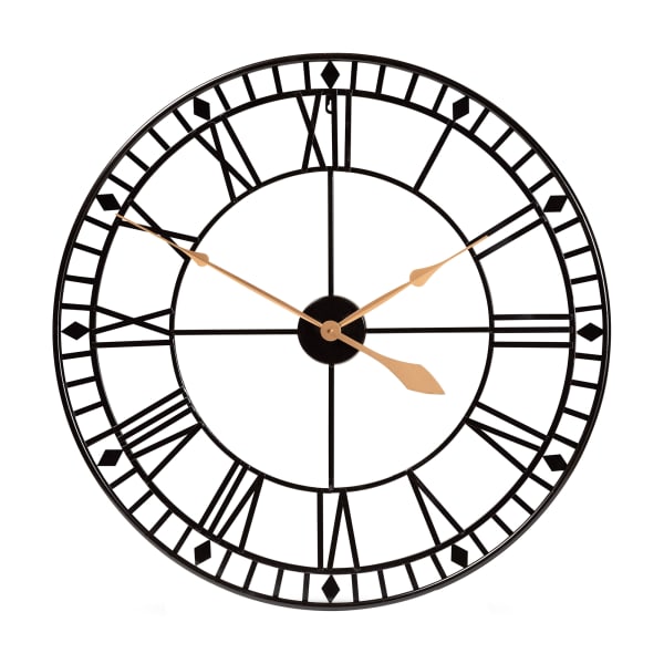 Baxton Studio Janette Wall Clock, 31-1/4in, Black/Gold