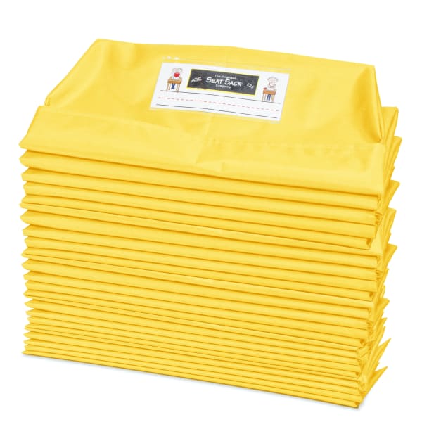 Victor Seat Sack Chair Cover Classroom Pack, 10in x 17in, Yellow, Pack Of 25 Pockets