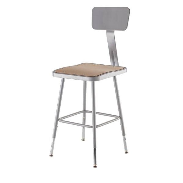 National Public Seating Hardboard Adjustable Height Task Stools With Backs, 19inH-26inH, Gray/Brown, Pack Of 2 Stools