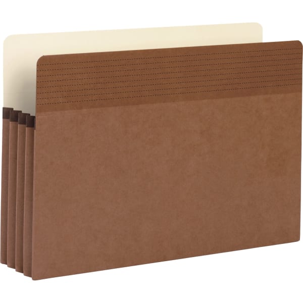 Business Source Straight Tab Cut Legal Recycled File Pocket - 8 1/2in x 14in - 3 1/2in Expansion - Redrope - Redrope - 30% Recycled - 25 / Box