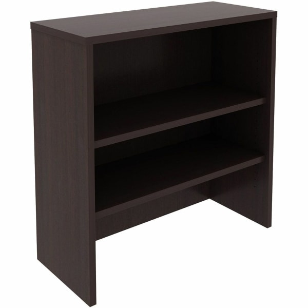 Lorell Essentials 2-shelf Stack-on Bookcase - 36in x 15in x 36in - 2 Shelve(s) - Material: Laminate, Metal - Finish: Espresso - Stackable, Cam Lock - For Book, Binder, Display