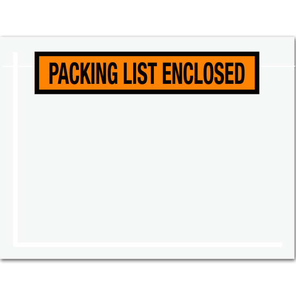 Tape Logic "Packing List Enclosed" Envelopes, Panel Face, 6 1/2in x 5in, Orange, Pack Of 1,000
