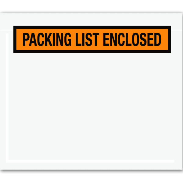 Tape Logic "Packing List Enclosed" Envelopes, Panel Face, 7in x 6in, Orange, Pack Of 1,000