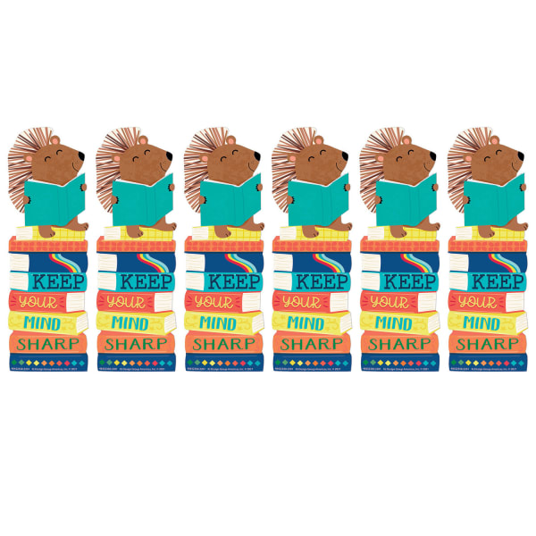 Eureka Bookmarks, 2in x 6in, Hedge Hog Keep Your Mind Sharp, 36 Per Pack, Set Of 6 Packs