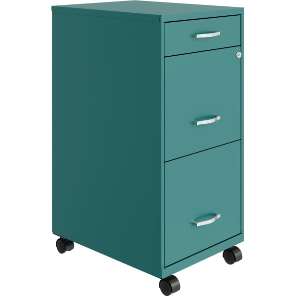 Hirsh Space Solutions SOHO Organizer 18inD Vertical 3 Drawer Mobile File Cabinet, Teal