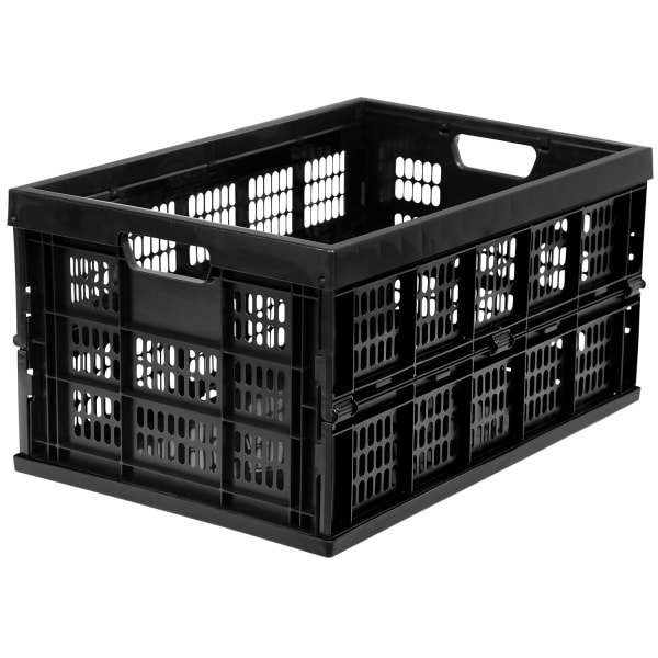 Mount-It! Collapsible Standard Duty Storage Crate, 10-1/2inH x 20-1/2inW x 13-15/16inD, Black