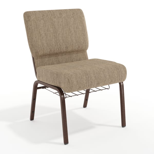 Flash Furniture HERCULES Series Church Chair With Book Rack, Beige/Copper Vein