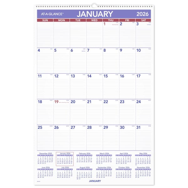 AT-A-GLANCE 2026 Monthly Wall Calendar, Large, 20in x 30in