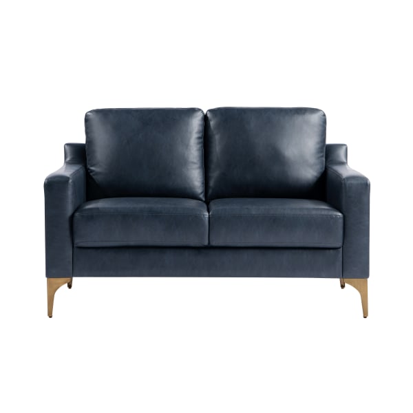 Serta Florence Faux Leather Loveseat, 35inH x 55-1/2inW x 33-1/2inD, Navy