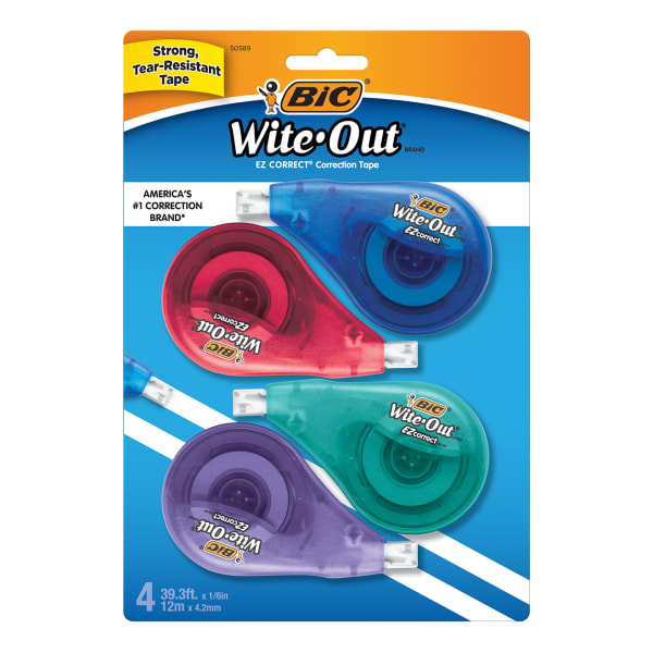 BIC Wite-Out Correction Tape, Pack Of 4 Correction Tape Dispensers