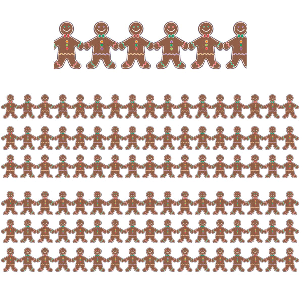 Hygloss Classroom Borders, Gingerbread Men, 12 Borders Per Pack, Set Of 6 Packs