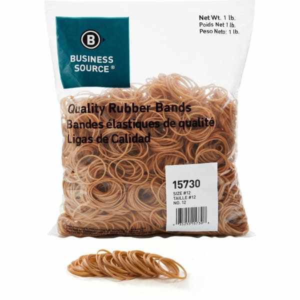 Business Source Quality Rubber Bands - Size: #12 - 1.8in Length x 0.1in Width - Sustainable - Rubber - Crepe - 2500 / Pack