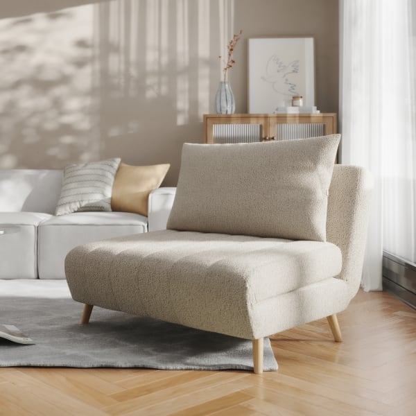 Flash Furniture Shaw Convertible Tri-Fold Fabric Sleeper Guest Chair, Cream