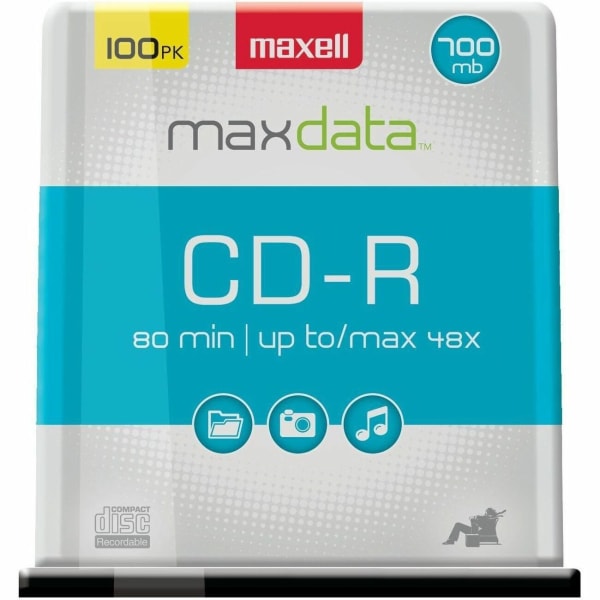 Maxell CD-R Media Spindle, 700MB/80 Minutes, Pack Of 100