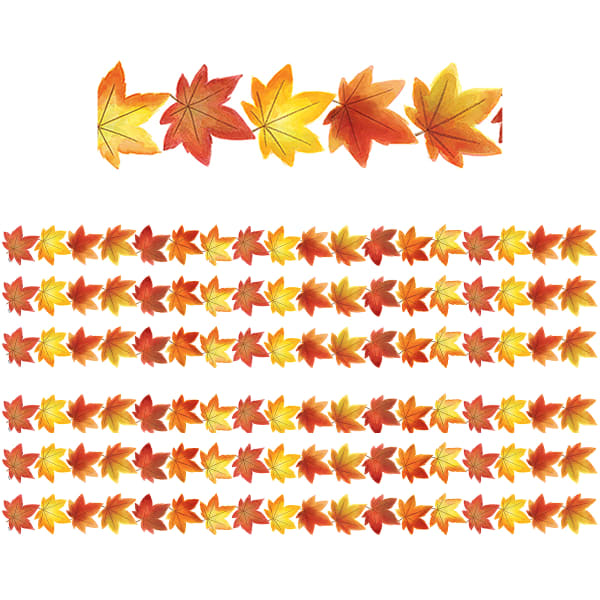 Teacher Created Resources Die-Cut Border Trim, Fall Leaves, 35ft Per Pack, Set Of 6 Packs