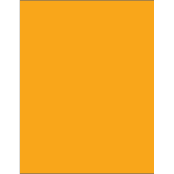 Tape Logic Permanent Labels, LL185OR, Rectangle, 8 1/2in x 11in, Fluorescent Orange, Case Of 100