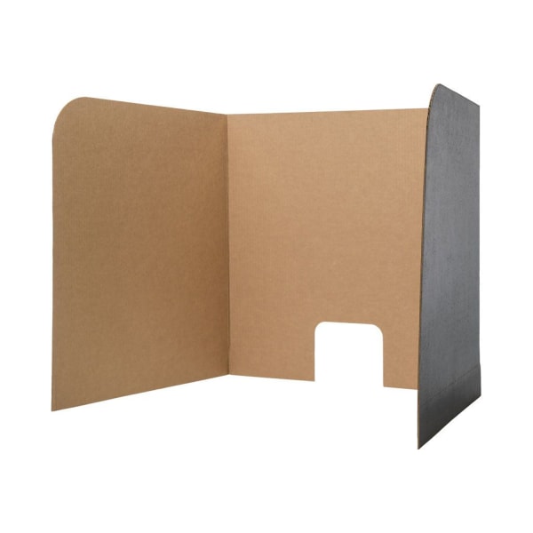 Flipside Products Computer Lab Privacy Screens, Corrugated Cardboard, 70in x 23in, Black, Pack Of 3 Screens