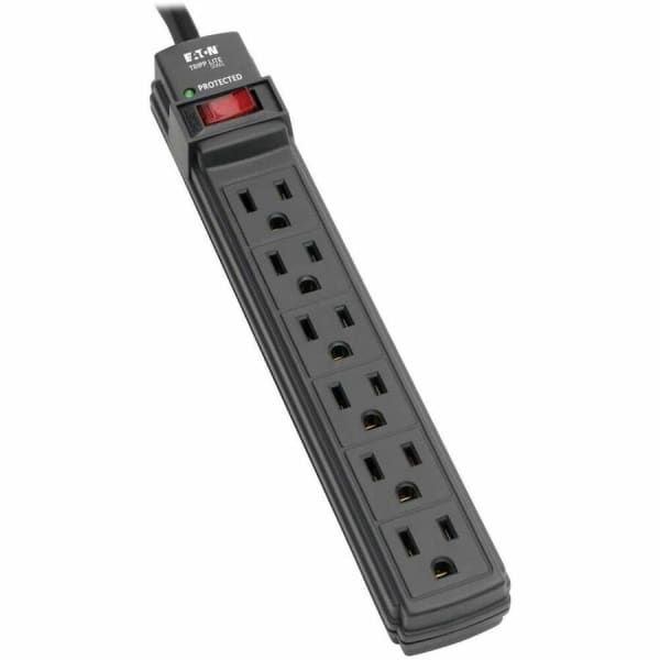 Eaton Tripp Lite Series Surge Protector Power Strip 6 Outlet 6ft Cord 360 Joules Black - Surge protector - TLP6B