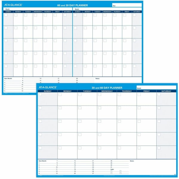 AT-A-GLANCE Undated Erasable/Reversible Wall Planner, 30/60 Day, 48in x 32in, 30% Recycled, PM33328