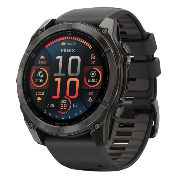 Garmin fenix 8 AMOLED Multisport GPS Watch With Silicone Band And 51mm Sapphire Lens, Carbon Gray/Black