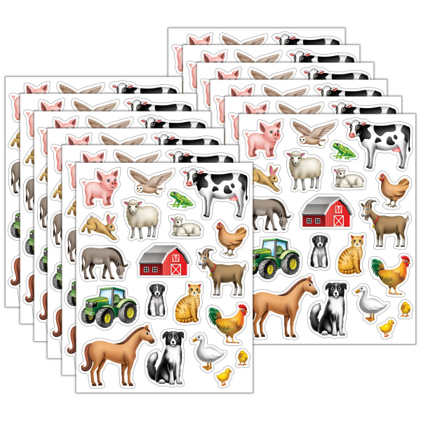 Teacher Created Resources Stickers, 2-1/2in x 1/2in, Farm, 120 Stickers Per Pack, Bundle Of 12 Packs