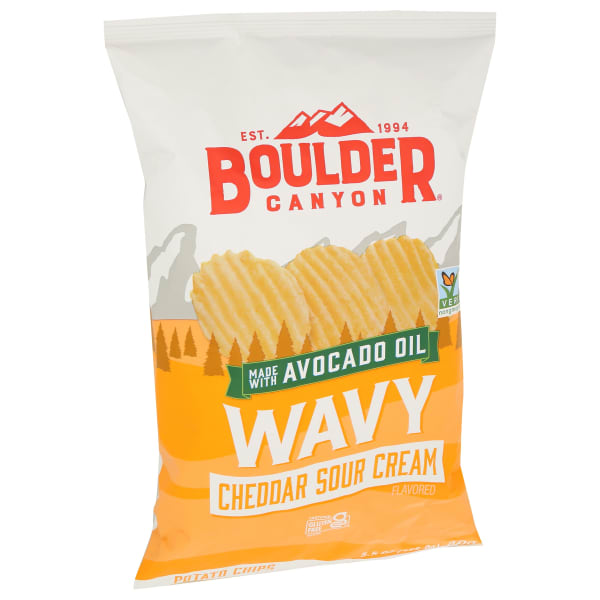Boulder Canyon Wavy Potato Chips, Cheddar Sour Cream, 5.5 Oz, Total Qty 12