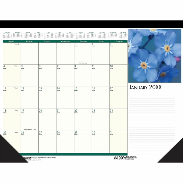 House of Doolittle EarthScapes Flowers 18-1/2in Desk Pad - Julian Dates - Monthly- January 2024 - December 2024 - HOD1596