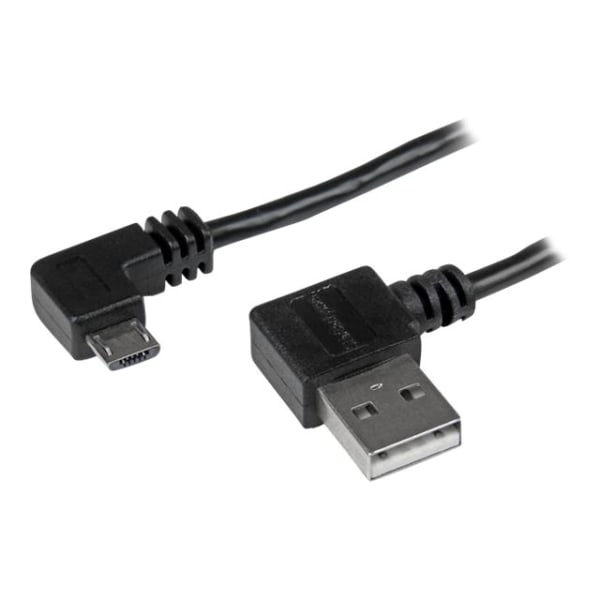 StarTech.com 1m 3 ft Micro-USB Cable with Right-Angled Connectors - M/M - USB A to Micro B Cable - 3ft Right Angle Micro USB Cable (USB2AUB2RA1M) - USB cable - Micro-USB Type B (M) to USB (M) - USB 2.0 - 3.3 ft - right-angled connector - black