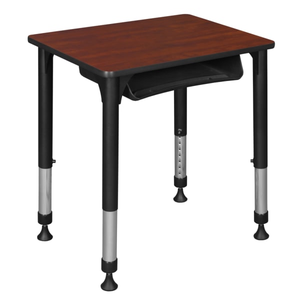 Regency 26inW Rectangular Adjustable Height School Student Desk With Book Storage, Cherry