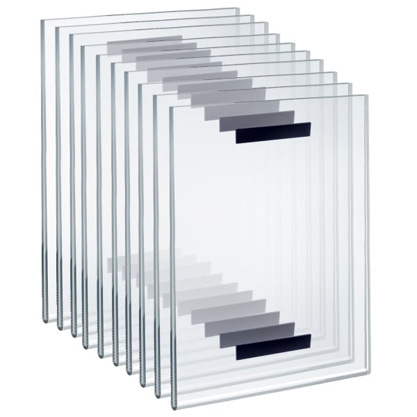 Azar Displays Acrylic Vertical Magnetic U-Frame Sign Holders, 11inH x 14inW x 1/4inD, Clear, Pack Of 10 Holders