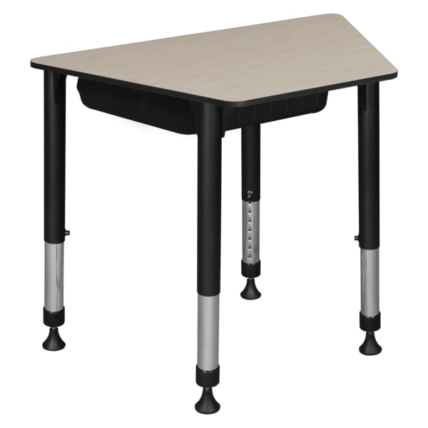 Regency 36inW Trapezoidal Adjustable Height Student Desk With Book Storage, Maple