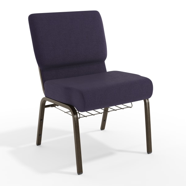 Flash Furniture HERCULES Series Church Chair With Book Rack, Royal Purple/Gold Vein