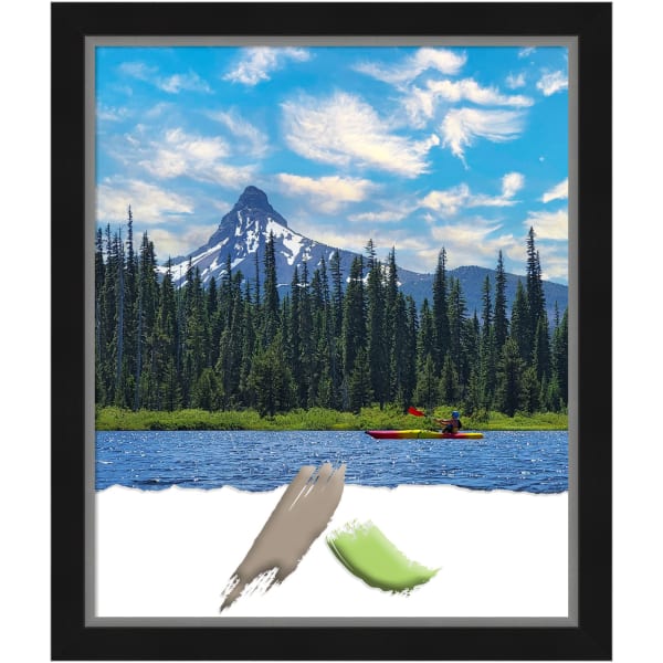 Amanti Art Eva Black Silver Picture Frame, 23in x 27in, Matted For 20in x 24in