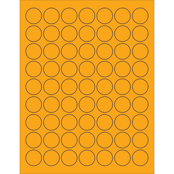 Tape Logic Labels, LL191OR, Circle, 1in, Fluorescent Orange, Case Of 6,300