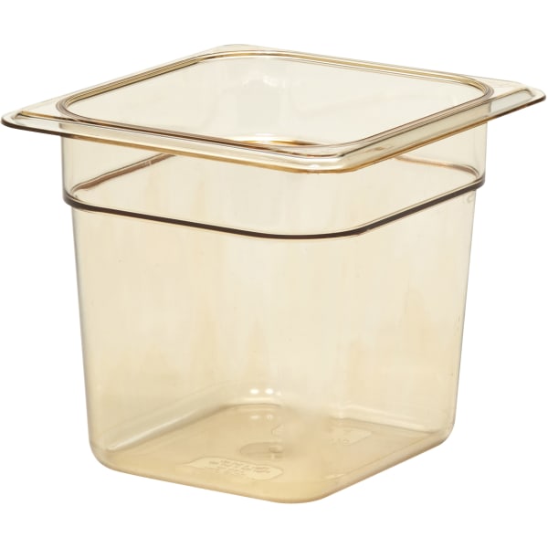 Cambro H-Pan High-Heat GN 1/6 Food Pans, 6inH x 6-3/8inW x 6-15/16inD, Amber, Pack Of 6 Pans