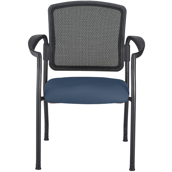 WorkPro Spectrum Series Mesh/Vinyl Stacking Guest Chair With Antimicrobial Protection, With Arms, Navy, Set Of 2 Chairs, BIFMA Compliant