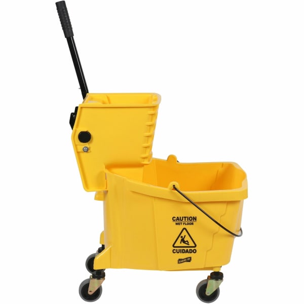 Genuine Joe 35-quart Side Press Mop Bucket & Wringer Combo - 8.75 gal - Caster - 21in x 16in x 14in - Yellow - 18 / Pallet
