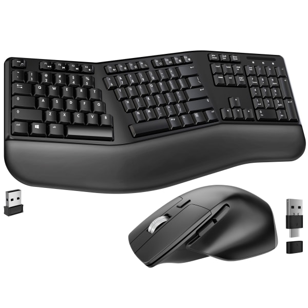 Delton KB200 & S18 Ergonomic Wireless Battery Keyboard And Mouse Set, Black, Total Qty 1