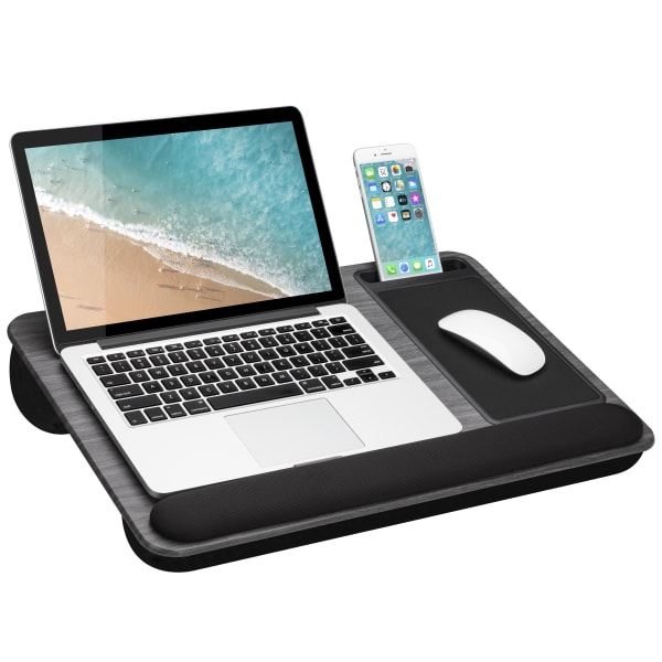 LapGear Home Office Pro Lap Desk, 21.1in x 14in x 2.6in, Gray Woodgrain
