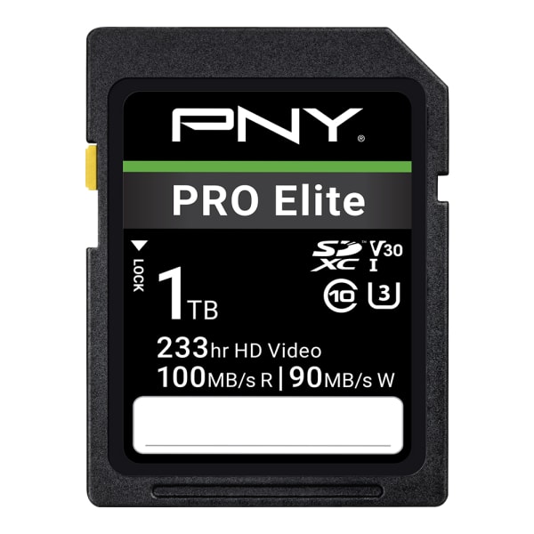 PNY PRO Elite Class 10 U3 V30 SD Flash Memory Card, 1TB