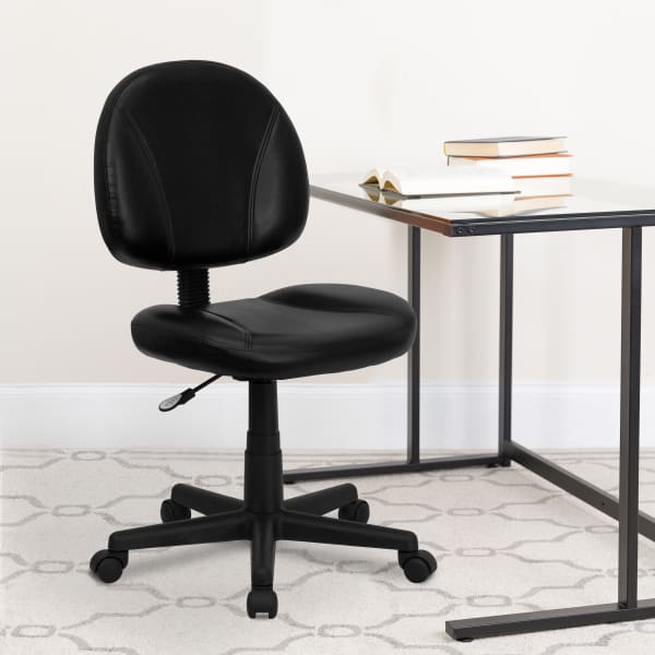 Flash Furniture LeatherSoft Faux Leather Mid-Back Ergonomic Swivel Chair, Black