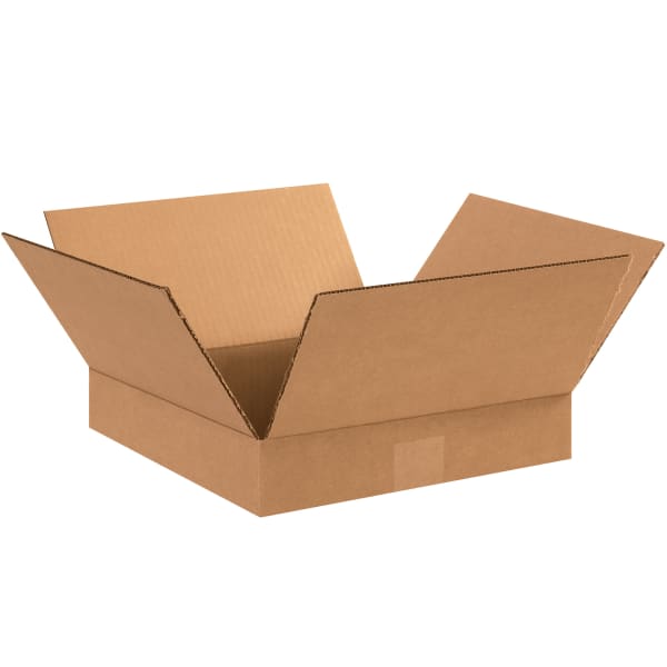 Partners Brand Flat Corrugated Boxes, 12in x 12in x 2in, Kraft, Pack Of 25 Boxes